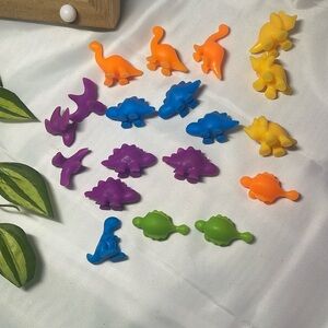 Mini Dinosaur Multi Color Rubber Toy Playset-Lot of 18
